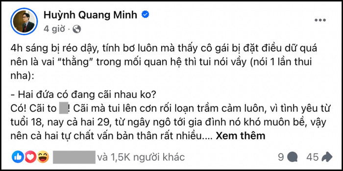 Đích Lép lên tiếng về việc cả hai đang cãi nhau