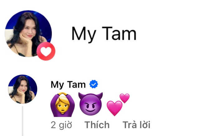 Mỹ Tâm có tương tác ngọt ngào dành cho bạn trai tin đồn. (Ảnh: Chụp màn hình FBNV)