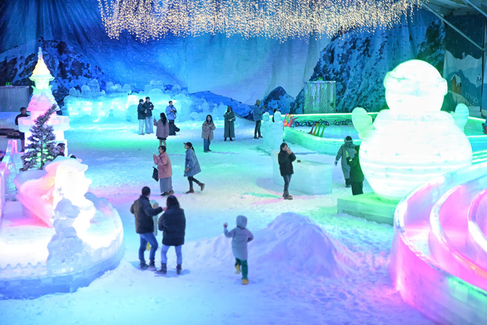 Quang cảnh phân khu tuyết nhộn nhịp.