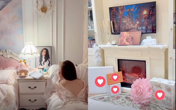 Quỳnh Kool còn chưng túi giấy đồ hiệu, ảnh cá nhân trong căn phòng. Ảnh: Instagram actressquynhkoool_