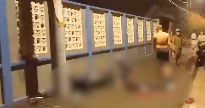 Hiện trường xảy ra vụ án, V. tông vào cột điện bên đường.