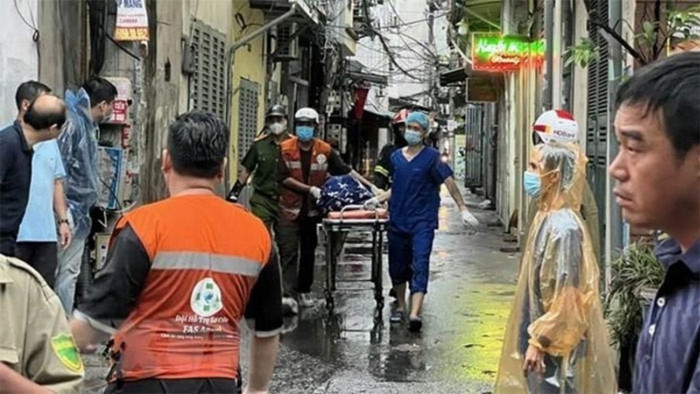 Cháy chung cư mini làm 56 người thiệt mạng ở phố Khương Hạ vào 12/09/2023. Ảnh: Báo Chính phủ.