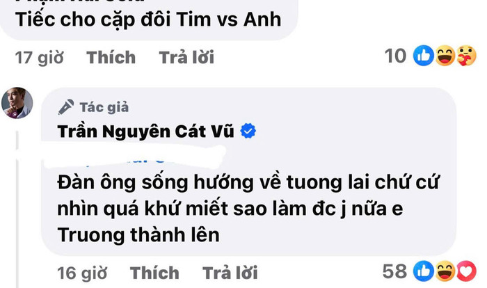 Tim thẳng thắn bày tỏ quan điểm khi có netizen nhắc đến chuyện cũ. Ảnh: Chụp màn hình