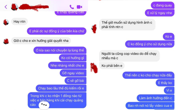 Thanh Hương công khai đoạn tin nhắn giữa kẻ gian cố tình trục lợi hình ảnh từ nữ diễn viên. Ảnh: FBNV