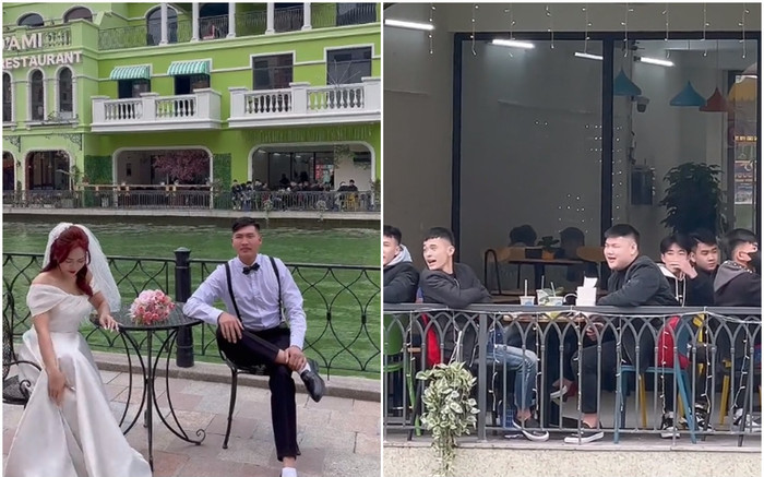 Đi chụp ảnh cưới lại gặp nhóm thanh niên tinh nghịch, cô dâu chú rể gặp cảnh dở khóc dở cười Ảnh 2