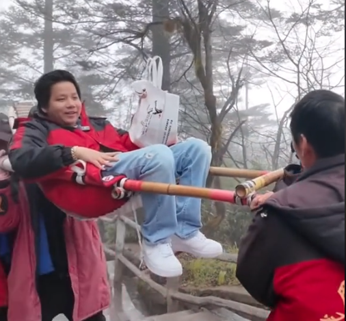 Đi tham quan đỉnh núi, Khoa Pug thuê người khiêng lên khiến dân tình tranh cãi