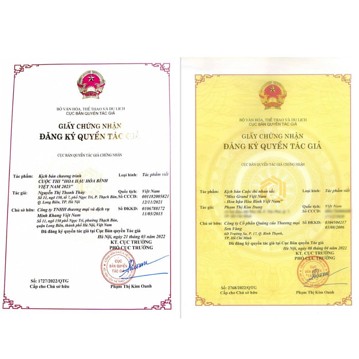 Bằng chứng đối chất giữa bên Minh Khang và Sen Vàng về tên gọi Hoa hậu Hòa bình Việt Nam.