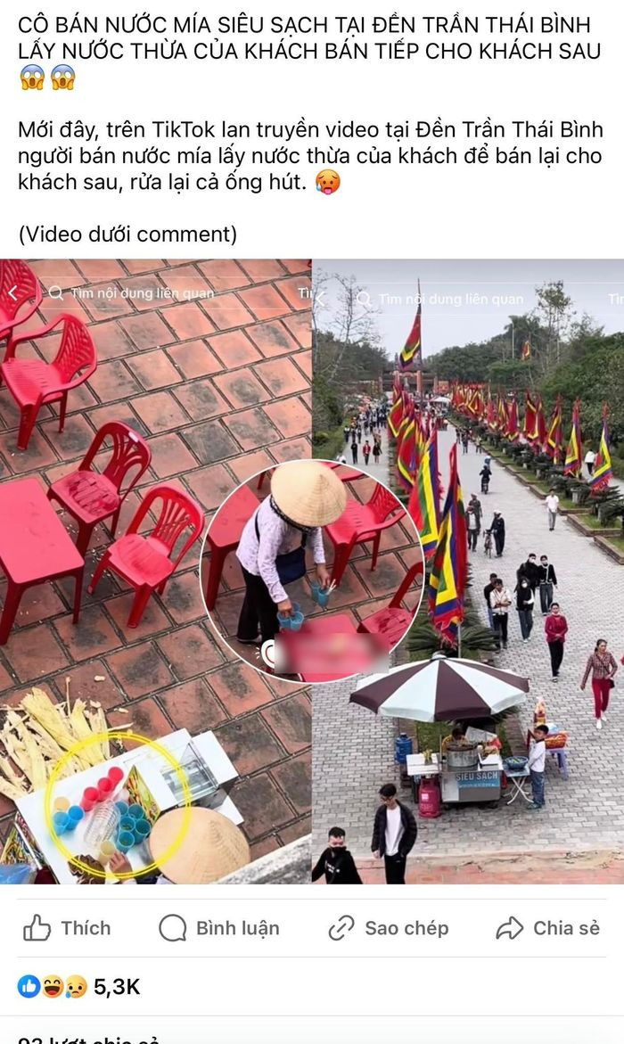 Người phụ nữ dọn ly của khách cũ đem vào và để lại chứ không đổ đi