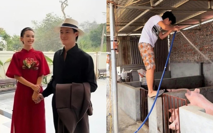 Về ra mắt nhà người yêu, bạn trai thiếu gia của Quỳnh Lương không ngại cuốc đất, rửa chuồng heo Ảnh 2