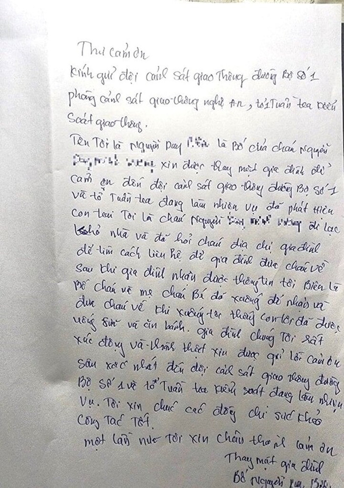 Lá thư cảm ơn của bố mẹ cháu bé