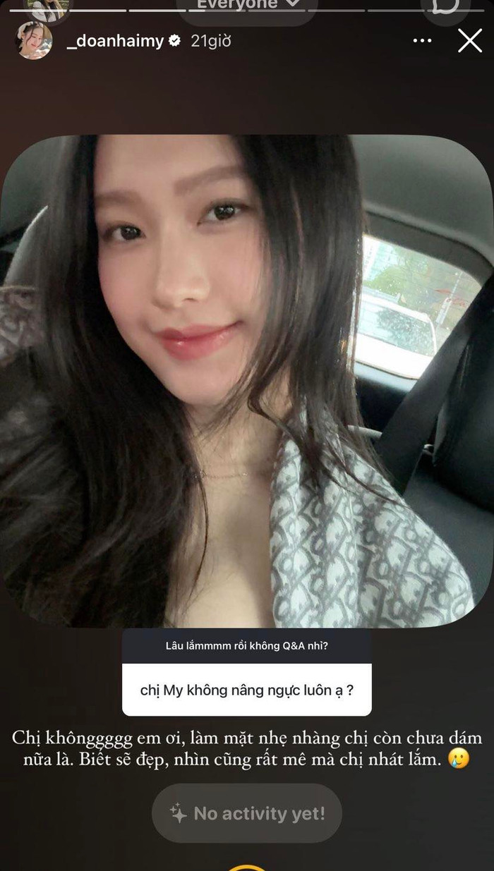 Doãn Hải My khá cởi mở khi trò chuyện với người hâm mộ. Ảnh: Instagram _doanhaimy