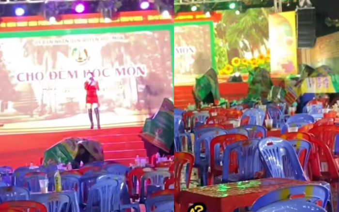 Nữ ca sĩ dầm mưa hát hội chợ, không một khán giả ngồi xem Ảnh 2