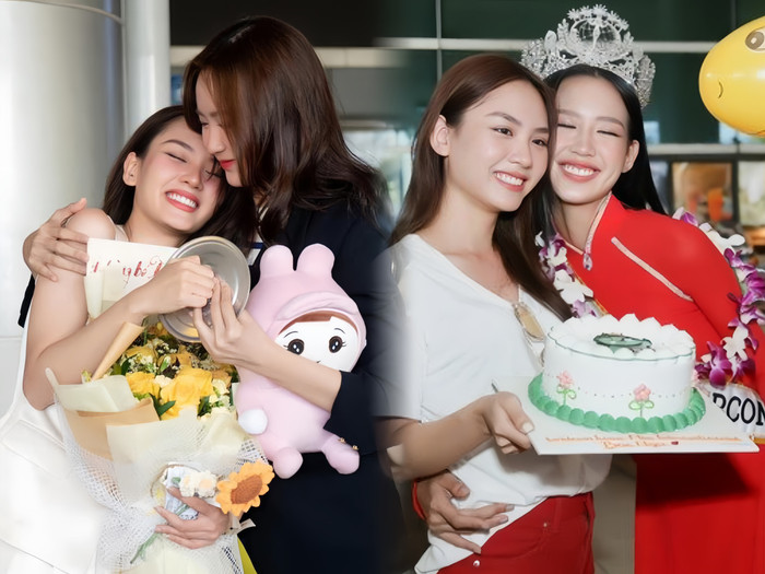 Bộ đôi khung ảnh Top 2 Miss World Vietnam 2022 trong ngày hoàn thành sứ mệnh thi đấu quốc tế. Ảnh FBNV.