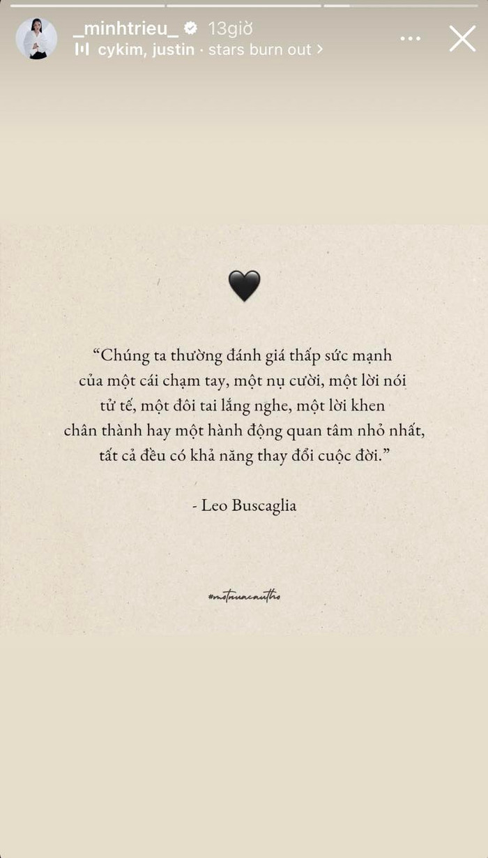 Minh Triệu ẩn ý lý do khiến cuộc đời thay đổi.