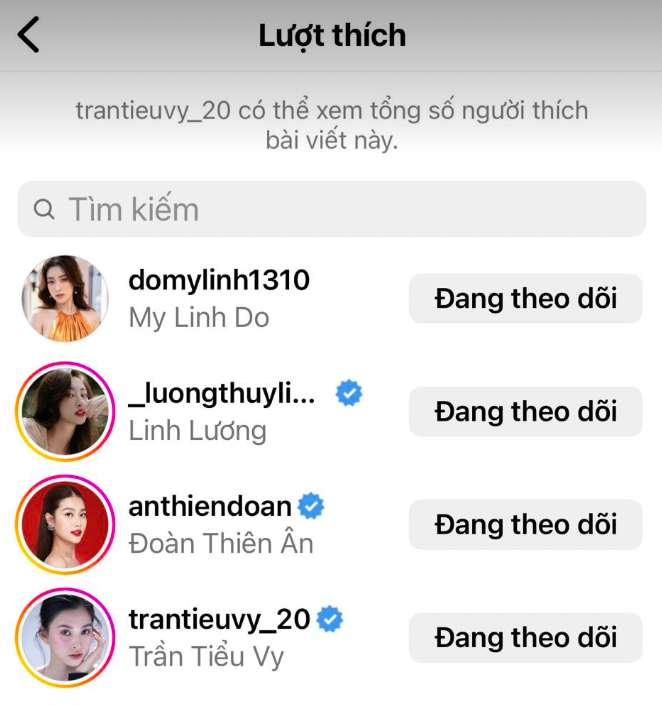 Nhiều nàng hậu đình đám ấn nút yêu thích hình ảnh của Tiểu Vy.