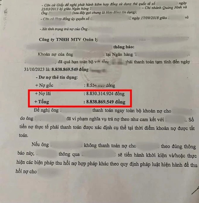 Diễn biến mới vụ nợ thẻ tín dụng 8.5 triệu bị ngân hàng đòi 8.8 tỷ Ảnh 1