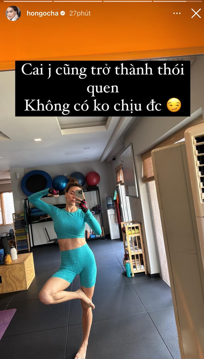 Hồ Ngọc Hà thường xuyên khoe hình ảnh có mặt tại phòng tập. Ảnh: Instagram hongocha