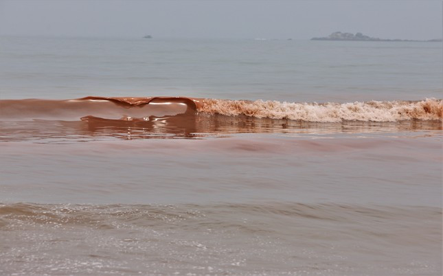 Từng đợt sóng màu đỏ trông khá kỳ lạ. Ảnh: Tiền Phong