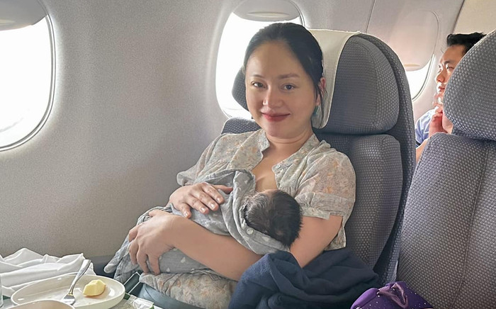 Lan Phương vừa sinh 17 ngày đã ẵm con đi máy bay Ảnh 2