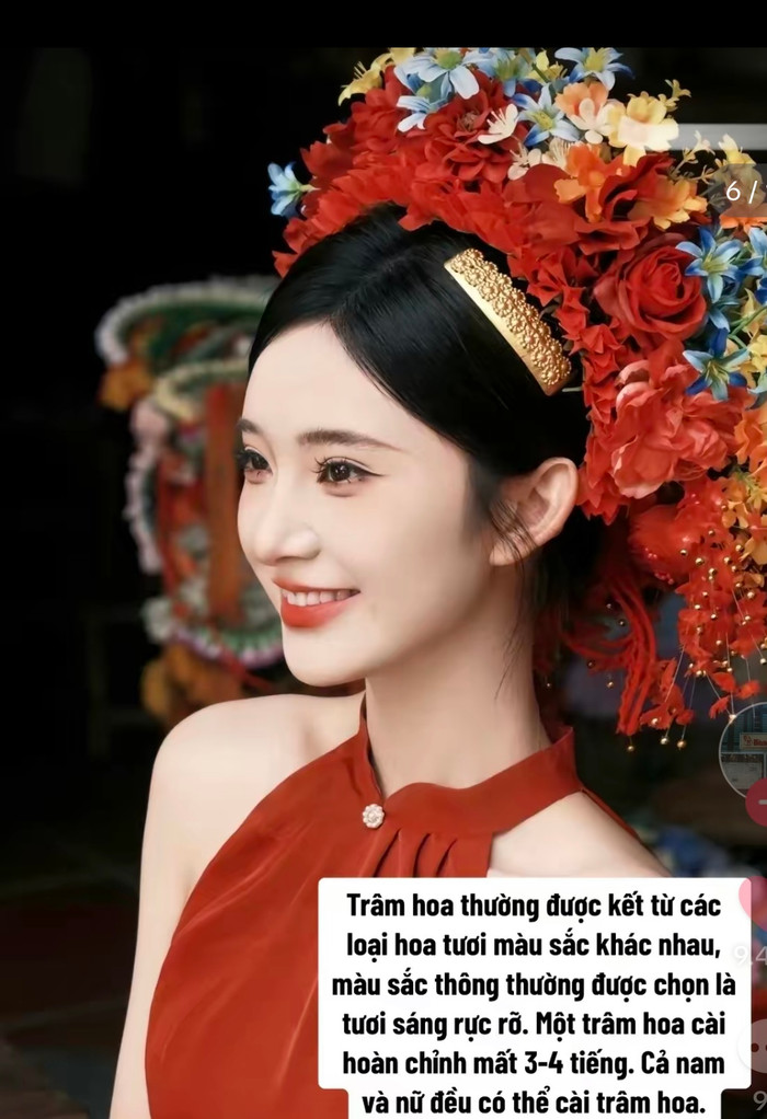 Trên mạng xã hội Tiktok, nhiều tạo hình cài trâm hoa mới được giới trẻ yêu thích.