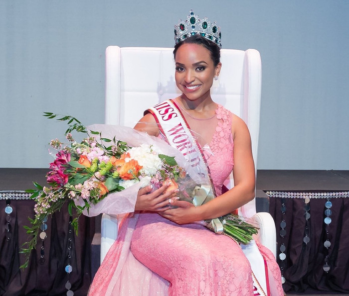 Jaci Patrick từng là đối thủ của Lương Thùy Linh tại Miss World 2019. Ảnh: Miss World Cayman Island. 