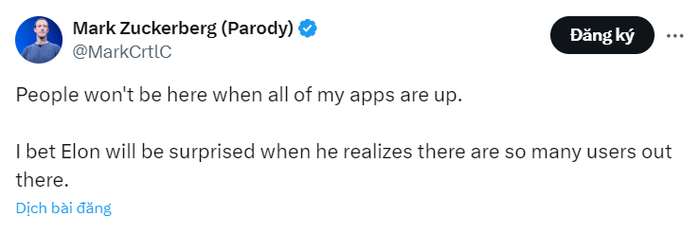 Các bài đăng liên quan đến việc Facebook gặp lỗi xuất hiện của tài khoản giả mạo Mark Zuckerberg trên X.