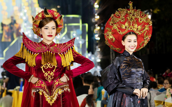 Lê Hoàng Phương - Thanh Thủy - Tiểu Vy khoe thần thái ma mị với trang phục truyền thống Ảnh 2