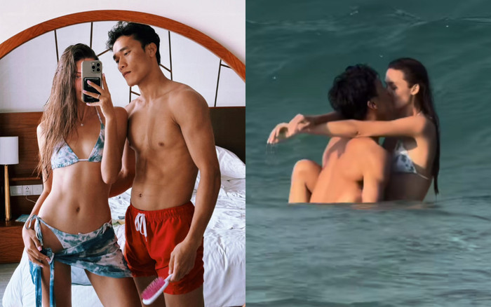 Vợ chồng Bùi Tiến Dũng khoe ảnh diện đồ tắm, hôn nhau nóng bỏng ở biển Ảnh 2