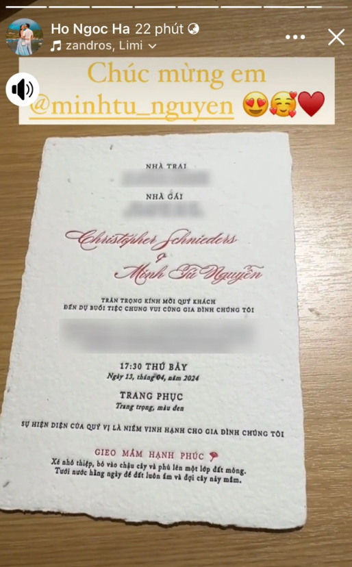 Thiệp cưới độc đáo của Minh Tú.
