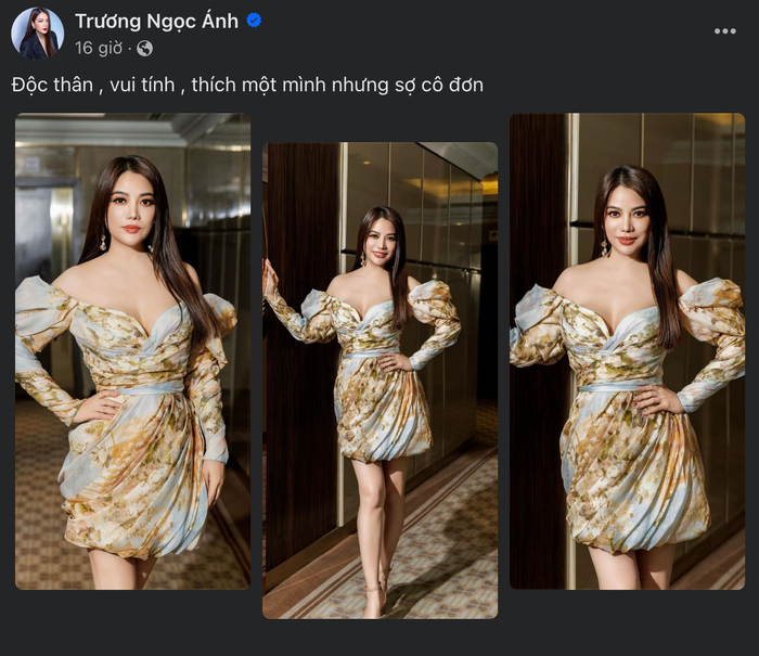 Cách đây ít giờ, Trương Ngọc Ánh cũng ngầm xác nhận chuyện độc thân.