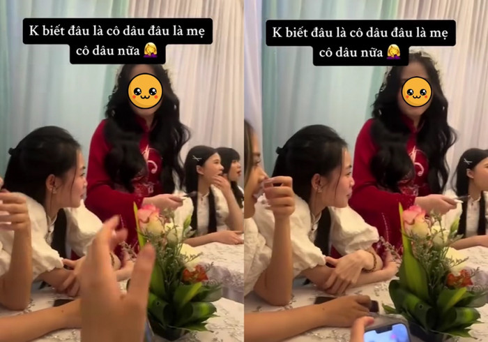 Ngay khi vừa thấy cô dâu, dân tình càng hoang mang hơn nữa khi thấy cô dâu còn không lộng lẫy bằng mẹ của mình. Ảnh cắt từ clip