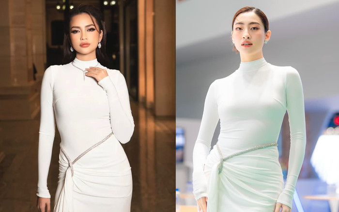 Ngọc Châu đụng độ Lương Thùy Linh trong cùng mẫu váy bó sát, nhan sắc ra sao? Ảnh 2