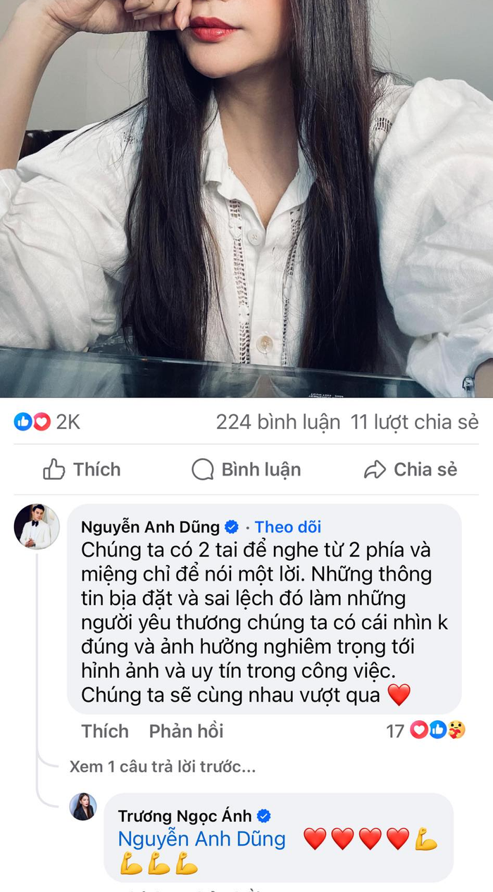 Dòng bình luận gây chú ý của tình trẻ bên dưới bài viết của Trương Ngọc Ánh.