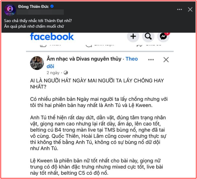 Tác giả 'Ngày mai người ta lấy chồng' bức xúc vì ca sĩ gốc bị bỏ quên, toàn nhắc Lệ Quyên, Anh Tú? Ảnh 1