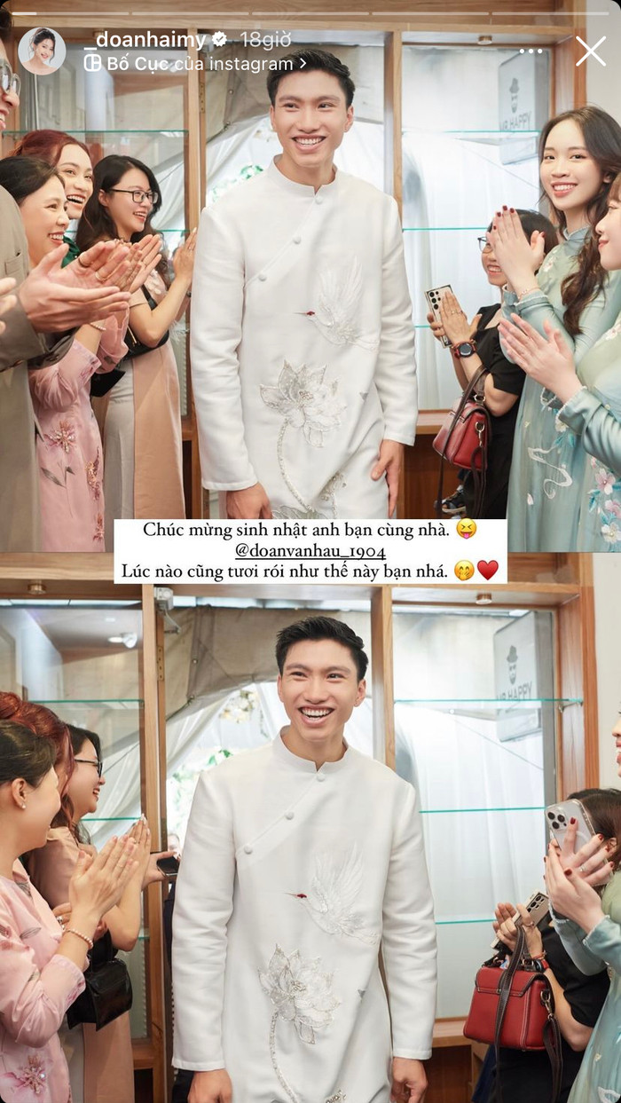 Doãn Hải My thể hiện sự trân trọng, hết mực quan tâm Đoàn Văn Hậu trong ngày sinh nhật của chồng. Ảnh: Instagram _doanhaimy