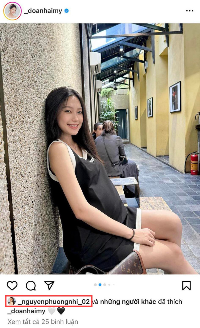 Á hậu Phương Nhi 'thả tim' bài viết của Doãn Hải My chỉ chưa đầy 1 tiếng đăng tải.