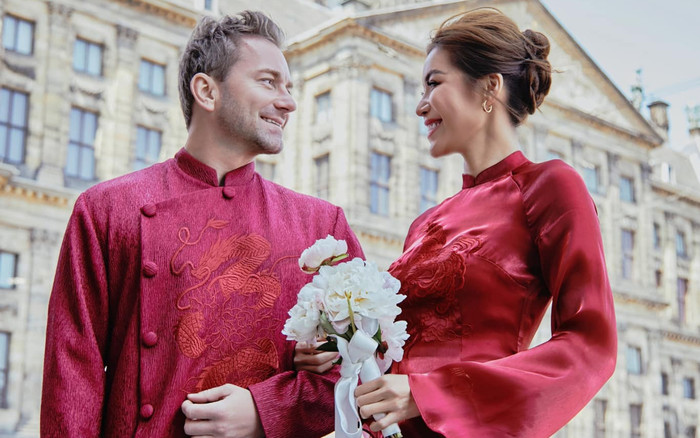 Minh Tú khoe ảnh cưới áo dài, khoá môi chồng tại trời Tây sau hôn lễ Ảnh 2