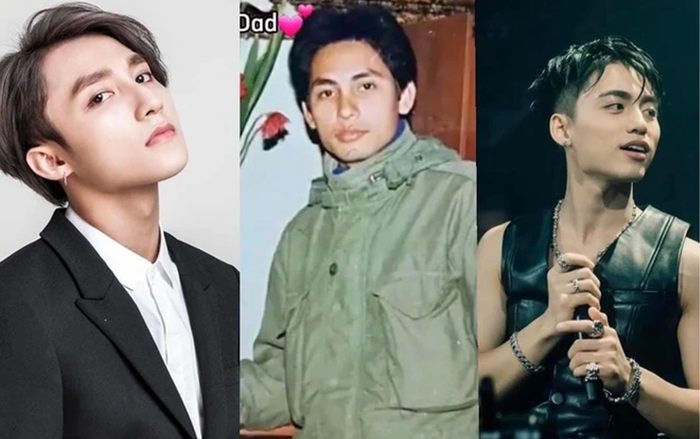 Bố ruột của Sơn Tùng (ở giữa) sở hữu nhan sắc cực điển trai thời trẻ. 