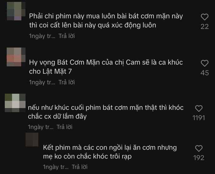Khán giả đồng tình 'Bát Cơm Mặn' chính là bản OST phù hợp với 'Lật Mặt 7'. 