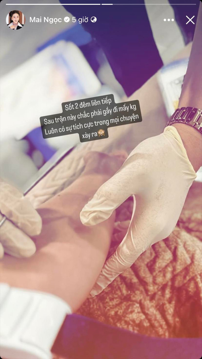 Story mới nhất của MC Mai Ngọc. Cô đang tích cực tiếp nhận điều trị để nhanh chóng phục hồi sức khỏe. Ảnh: FBNV