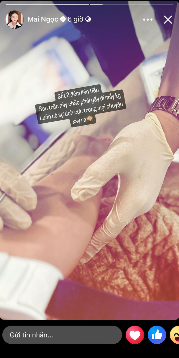 Tình trạng sức khỏe đáng báo động của MC Mai Ngọc được cô chia sẻ trên story trang cá nhân.