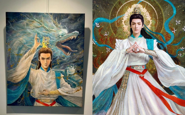 Tranh vẽ nhân vật của La Vân Hi được trưng bày tại một ngôi chùa lớn ở Pháp.