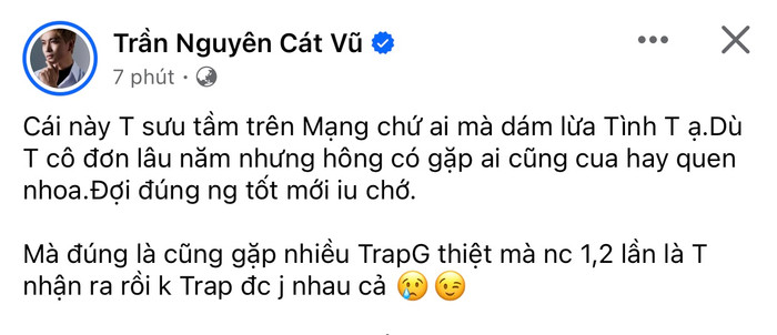Bài đăng của Tim về chuyện bị lừa tình.