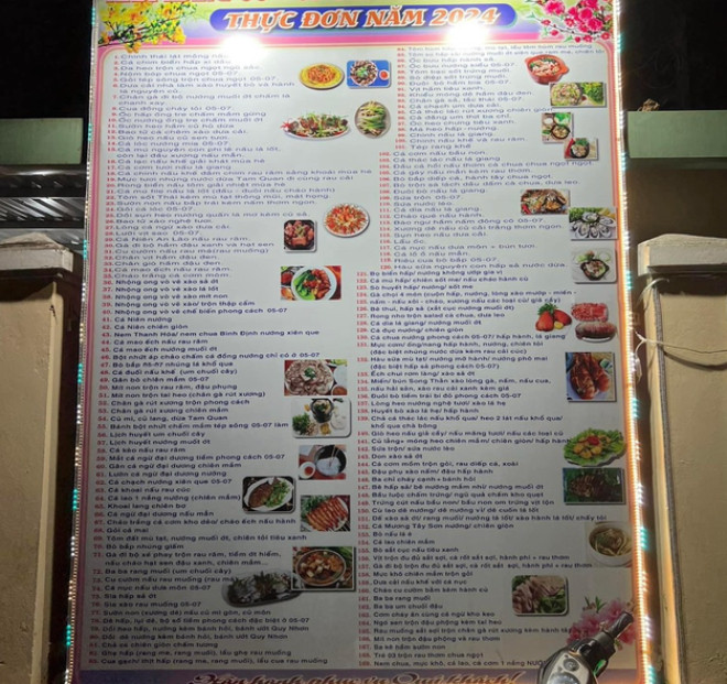 Thực đơn của nhà hàng