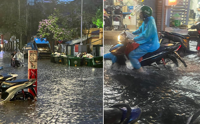 Mưa như trút nước, nhiều tuyến phố Hà Nội ngập sâu Ảnh 2