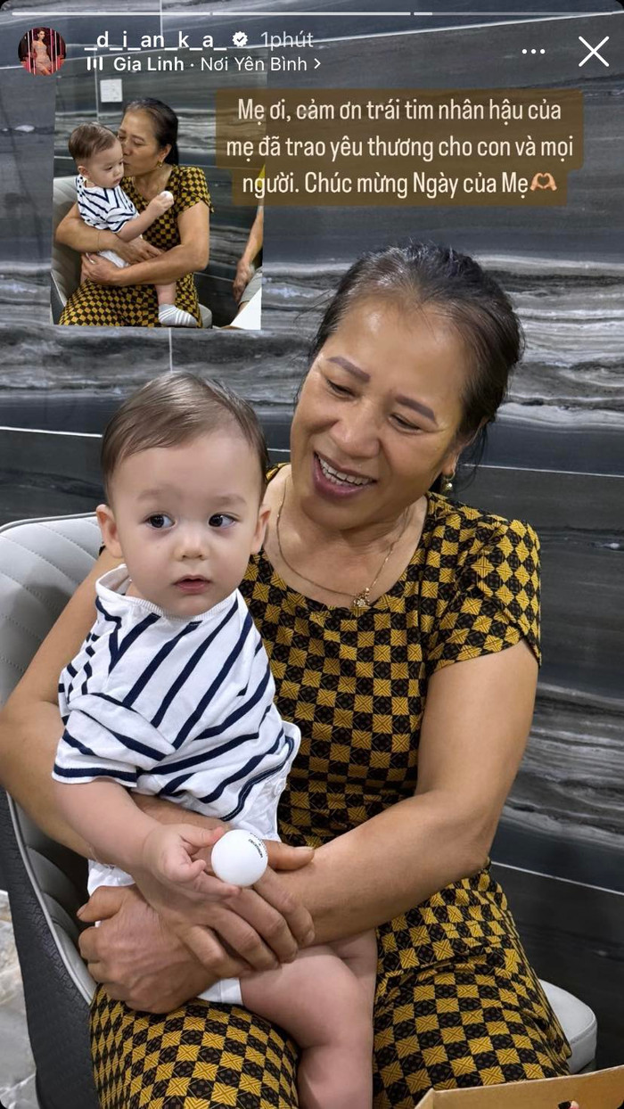 Vợ Bùi Tiến Dũng thể hiện sự tinh tế, khéo léo trong Ngày của mẹ khi bày tỏ tình cảm với mẹ ruột và mẹ chồng. Ảnh: Chụp màn hình