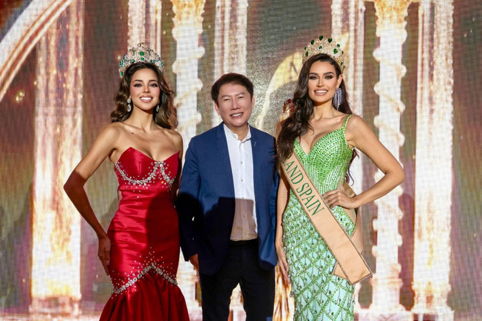 Mr. Nawat và đương kim Hoa hậu Hòa bình Quốc tế 2023 có mặt trong đêm vinh danh Susana Medina. Ảnh: Miss Grand International. 