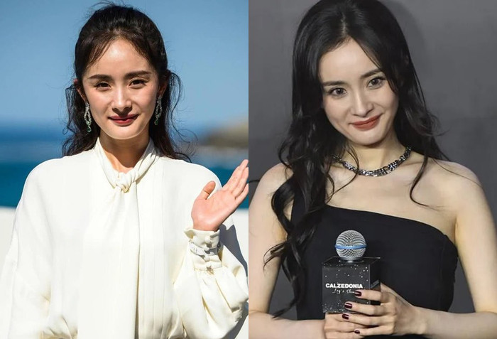 Gương mặt của Dương Mịch ngoài đời thực trông khá thô với phần cằm vuông, rãnh cười lớn và nhiều nếp nhăn ở vùng mắt.