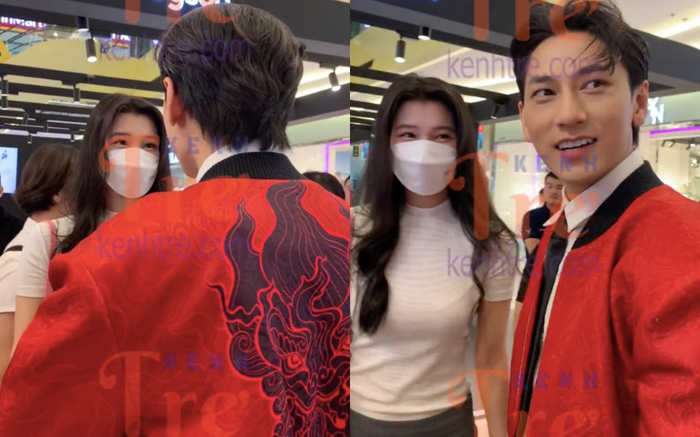 Á hậu Phương Nhi diện trang phục đơn giản, thoải mái trò chuyện với ca sĩ Isaac tại sự kiện vào ngày 14/5. 