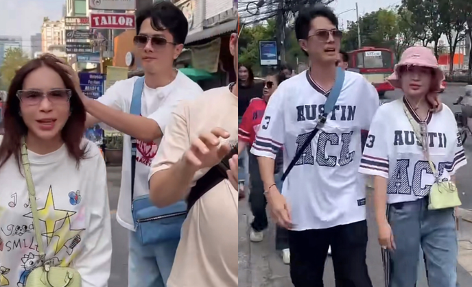 Khả Như - Huỳnh Phương bị bắt gặp đi du lịch, diện đồ đôi và có nhiều cử chỉ tình tứ dành cho nhau. 